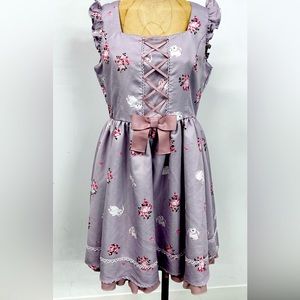 Ank Rouge bunnies & roses lavender dress size M